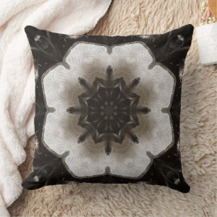Almofada Mandala Texturizado Marrom e Creme Giratório