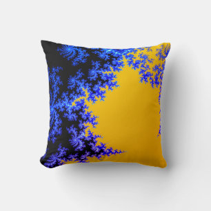 Almofada Mandelbrot Fractal Dourado Azul Dois