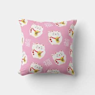 Almofada Maneki Neko Cute Lucky White Cat