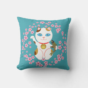 Almofada Maneki Neko Japonês Becking Lucky Calico Cat