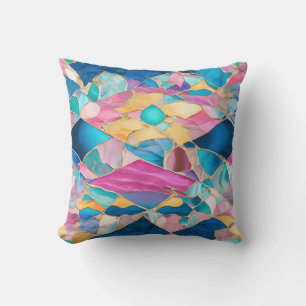 Almofada "Manilva" Blue Pink Areia Ondas Fraturadas