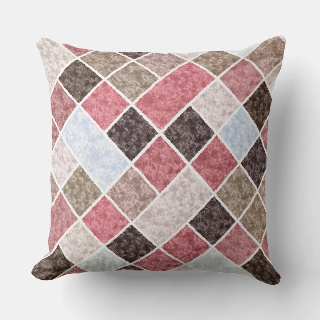 Almofada manta de mármore em tons castanhos e rosa (Frente)