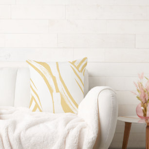 Almofada Manteiga cremosa Amarelo e Branco Curvas Stripes B