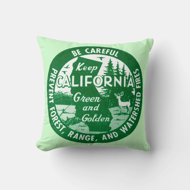 Almofada Mantenha a Califórnia verde e Ouro (Frente)
