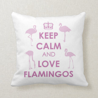 Almofada Mantenha a calma e ame flamingos (alguma cor)