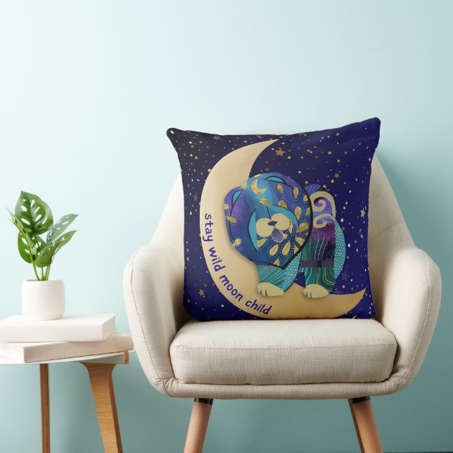 Almofada MANTENHA A LUA SELVAGEM FILHO FILHO DEDOS DE Cães (Cadeira)