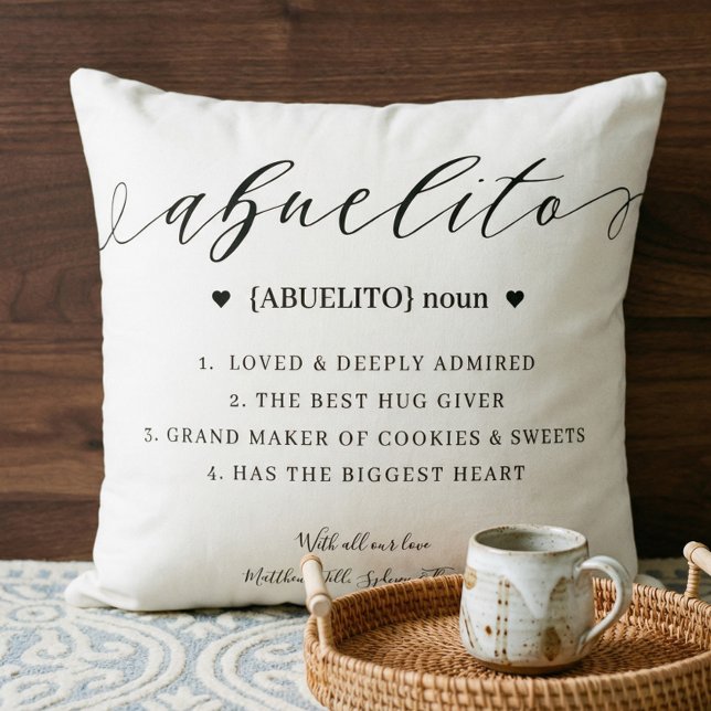 Almofada Manutenção de Definição de Abuelito Personalizado  (Elegant Personalized Abuelito Definition Keepsake Throw Pillow)