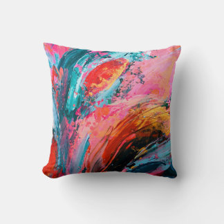 Almofada Mão cor-de-rosa brilhante pintada abstrato de fund