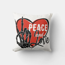 Almofada Mão de Esqueleto Moderna Paz e Amor