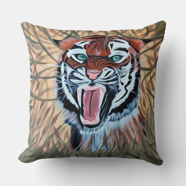 Almofada Mão de Tigre pintada na canvas (Frente)