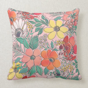 Almofada Mão floral cor-de-rosa feminino bonito design