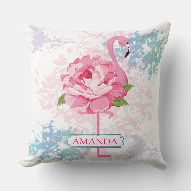 Almofada Mão Monograma pintada flamingo (Frente)