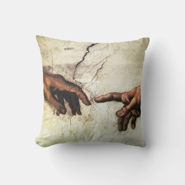 Almofada Mãos de Michelangelo arte vintage (Frente)