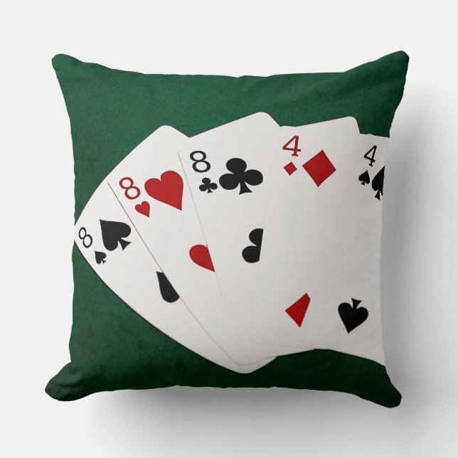 Almofada Mãos de pôquer - Cheio House - Oito e quatro (Frente)