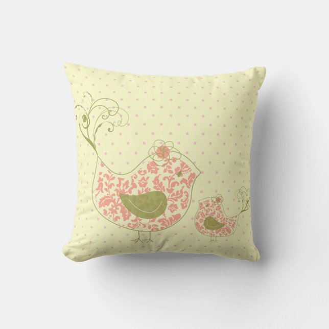 Almofada Mãozinho Rosa, Mãezinha e Pássaro, Cushion Whimsic (Frente)