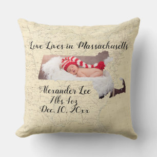 Almofada Map Love Mora Em Massachusetts State Shapto Foto
