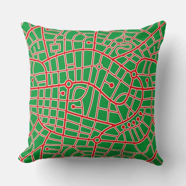 Almofada Map Pattern 030520 - Red White e Grass Green (Frente)