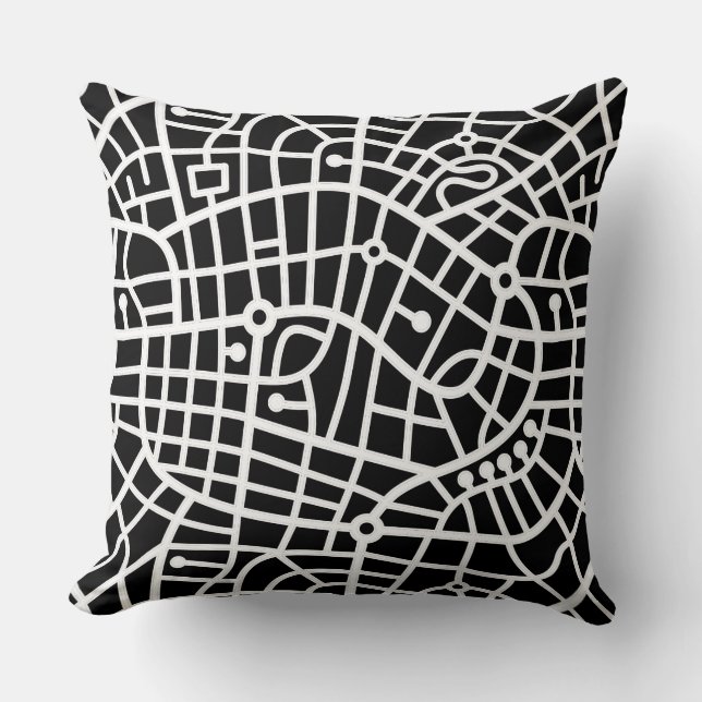 Almofada Map Pattern 030520 - White on Black (Padrão de map (Frente)