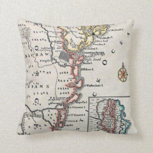 Almofada Mapa: America do Norte, C1700