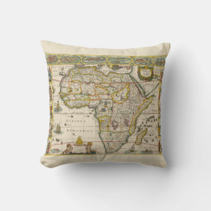 Almofada Mapa Antigo da África por Hondius e Jansson