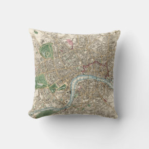 Almofada Mapa Antigo de Londres, Inglaterra (1853)