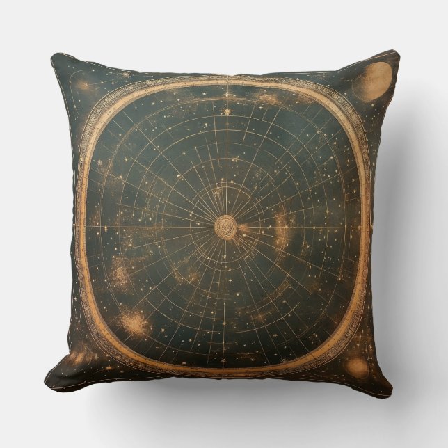 Almofada Mapa Celestial das Estrelas do ouro (2) (Frente)