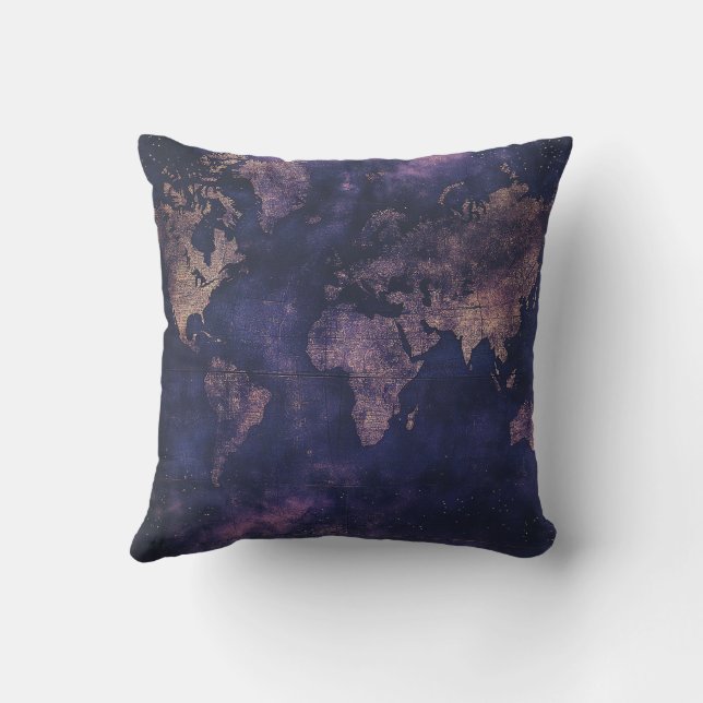 Almofada Mapa Celestial do Mundo em Roxo da Academia Sombri (Verso)