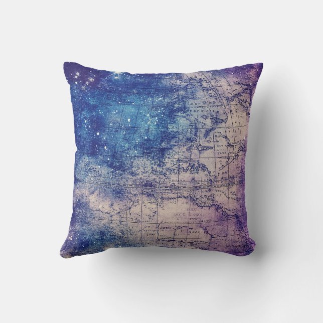 Almofada Mapa Celestial Roxo Místico do Mundo (Verso)