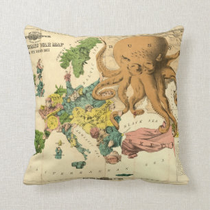 Almofada Mapa cómico da guerra de Serio do vintage por o