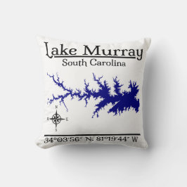 Almofada Mapa Coordenado da Arte do Lago Murray na Carolina