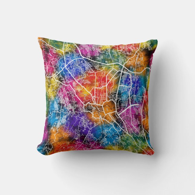 Almofada Mapa da Cidade da Indonésia em Bogotá (Frente)