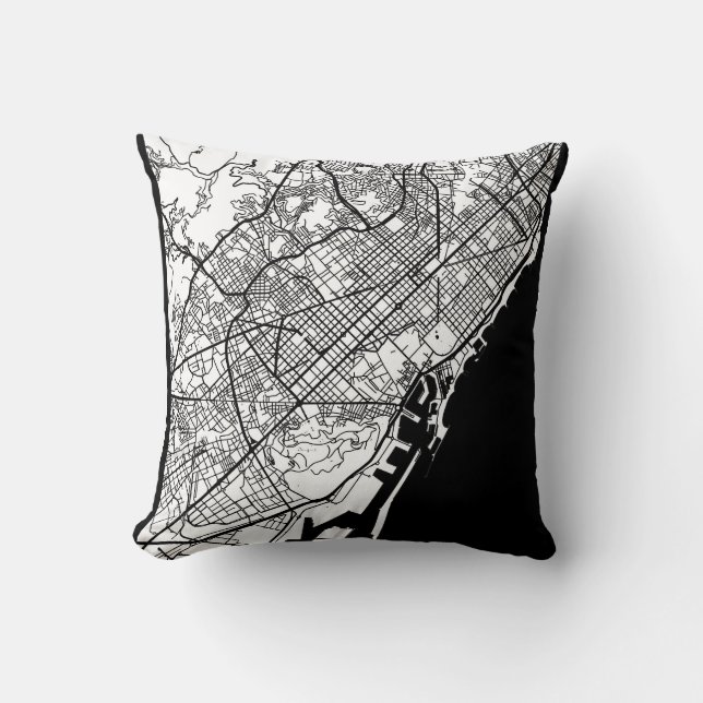 Almofada Mapa da Cidade de Barcelona Espanha (Frente)