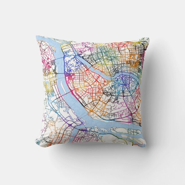 Almofada Mapa da Cidade de Fuzhou China (Frente)