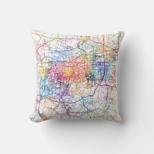 Almofada Mapa da cidade de Jinan China (Frente)