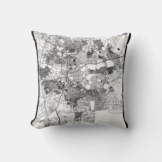 Almofada Mapa da Cidade de Lusaca Zâmbia (Frente)