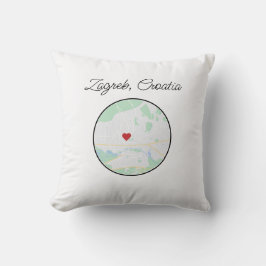Almofada Mapa da cidade de Zagreb pintado manualmente