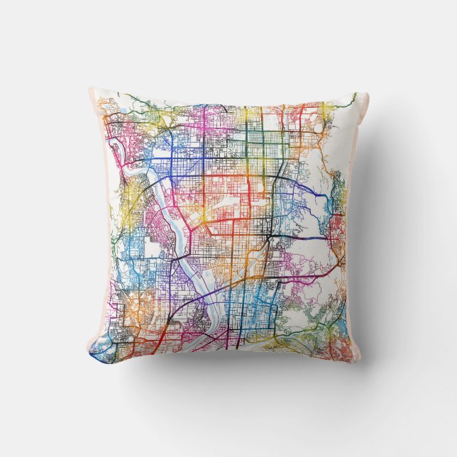 Almofada Mapa da Cidade do Japão de Quioto (Frente)