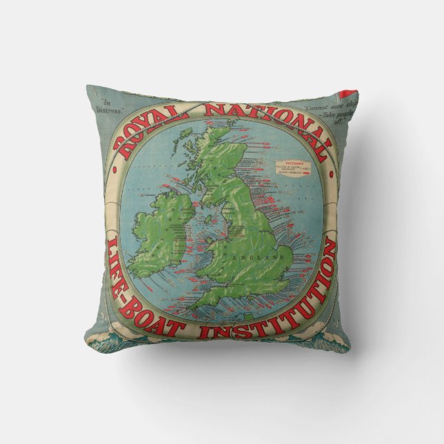 Almofada Mapa das ilhas britânicas - carta do barco (Frente)