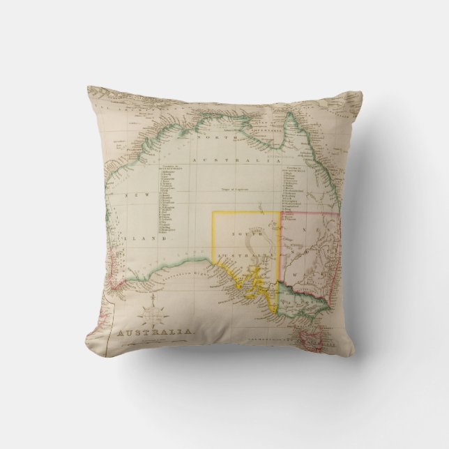 Almofada Mapa de Austrália & de Nova Zelândia (Frente)