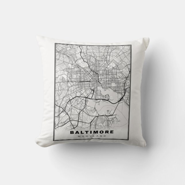 Almofada Mapa de Baltimore (Frente)