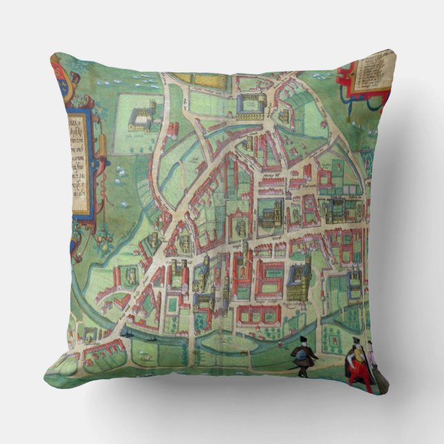 Almofada Mapa de Cambridge, 'de Civitates Orbis Terrarum (Frente)