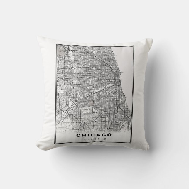 Almofada Mapa de Chicago (Frente)