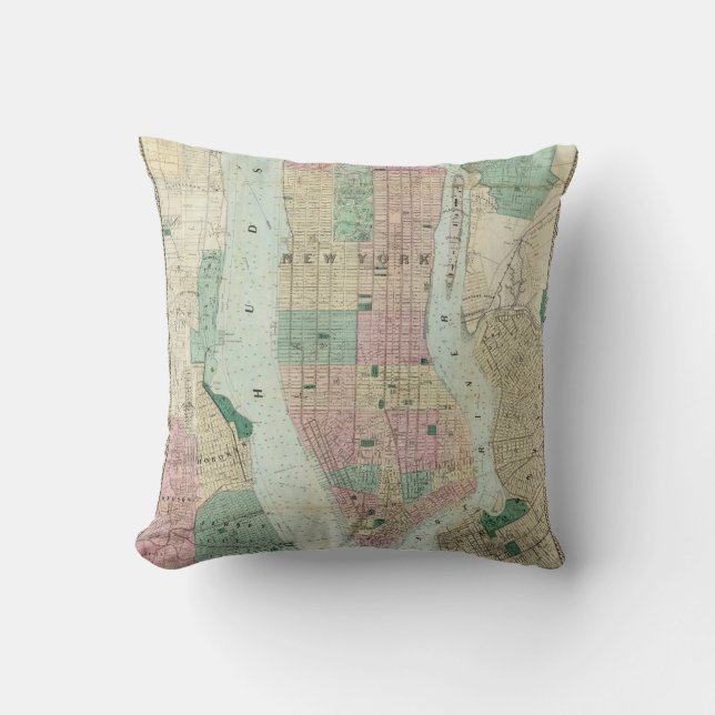 Almofada Mapa de New York e de vizinhança (Frente)