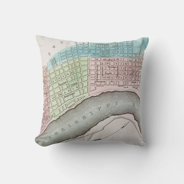 Almofada Mapa de Nova Orleães, 1837 (Frente)