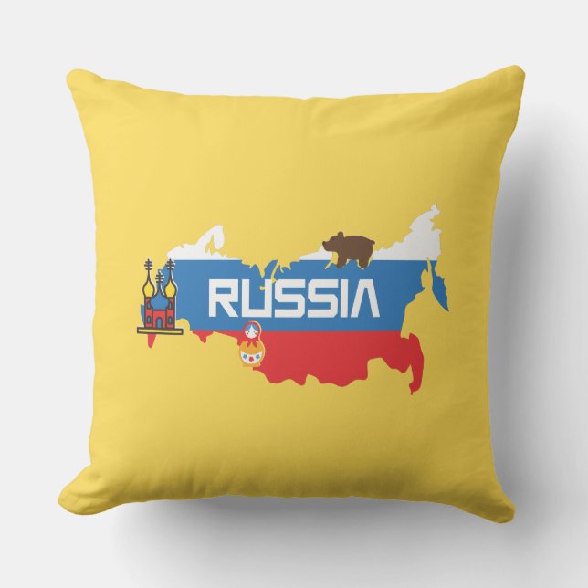 Almofada Mapa de Rússia com a bandeira azul e vermelha (Frente)