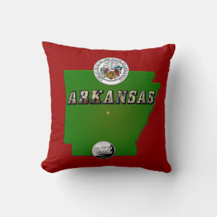 Almofada Mapa do Arkansas, Selo e Serviço Estatal Faux Qua