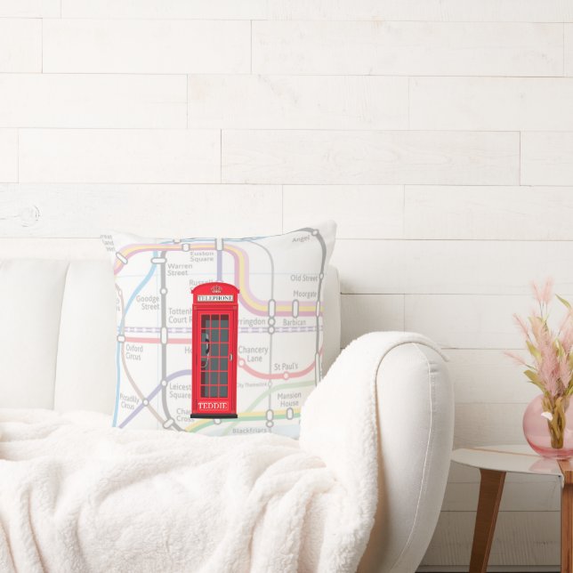Almofada Mapa do Metrô de Londres com Nome Personalizado e  (Sofá)