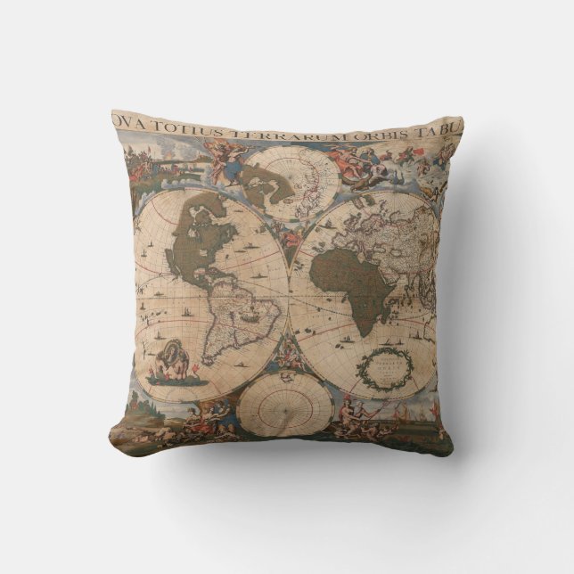 Almofada Mapa do Mundo do Século XVII (Frente)
