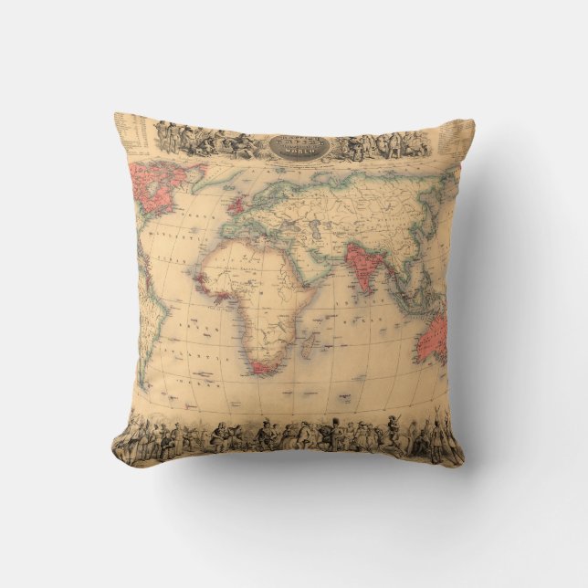 Almofada Mapa do mundo que mostra o Império Britânico (Frente)