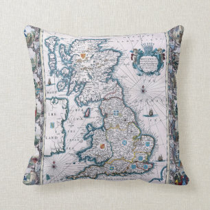 Almofada Mapa do século XVII de Inglaterra
